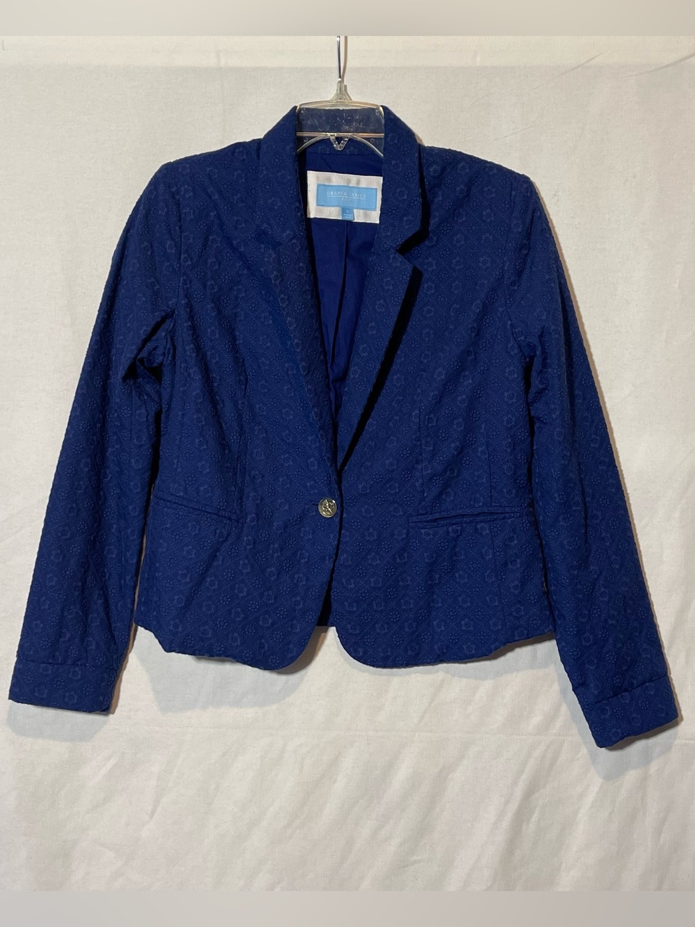 Draper James Navy Eyelet Single-Button Blazer